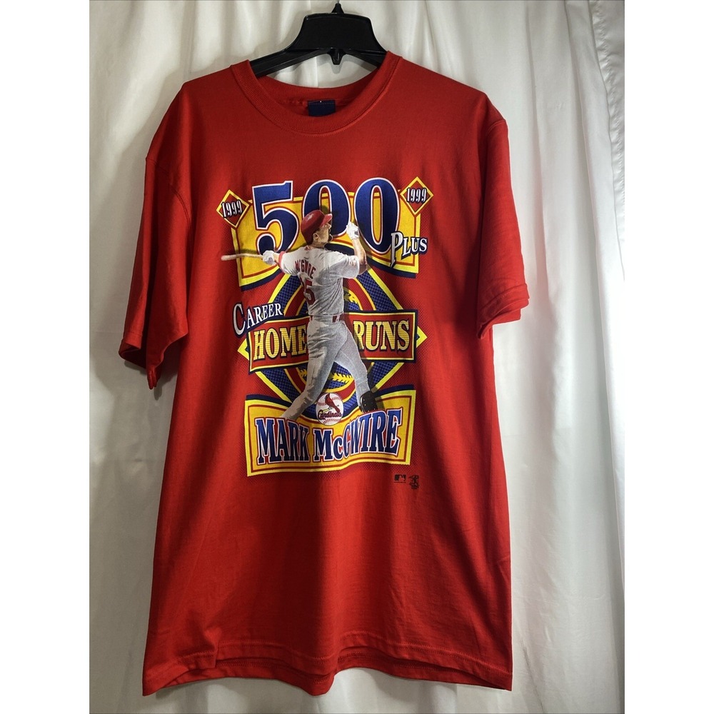Pro Player Mark McGwire T-Shirt Mens Large Red Excellent 1999 500 Home Runs MLB